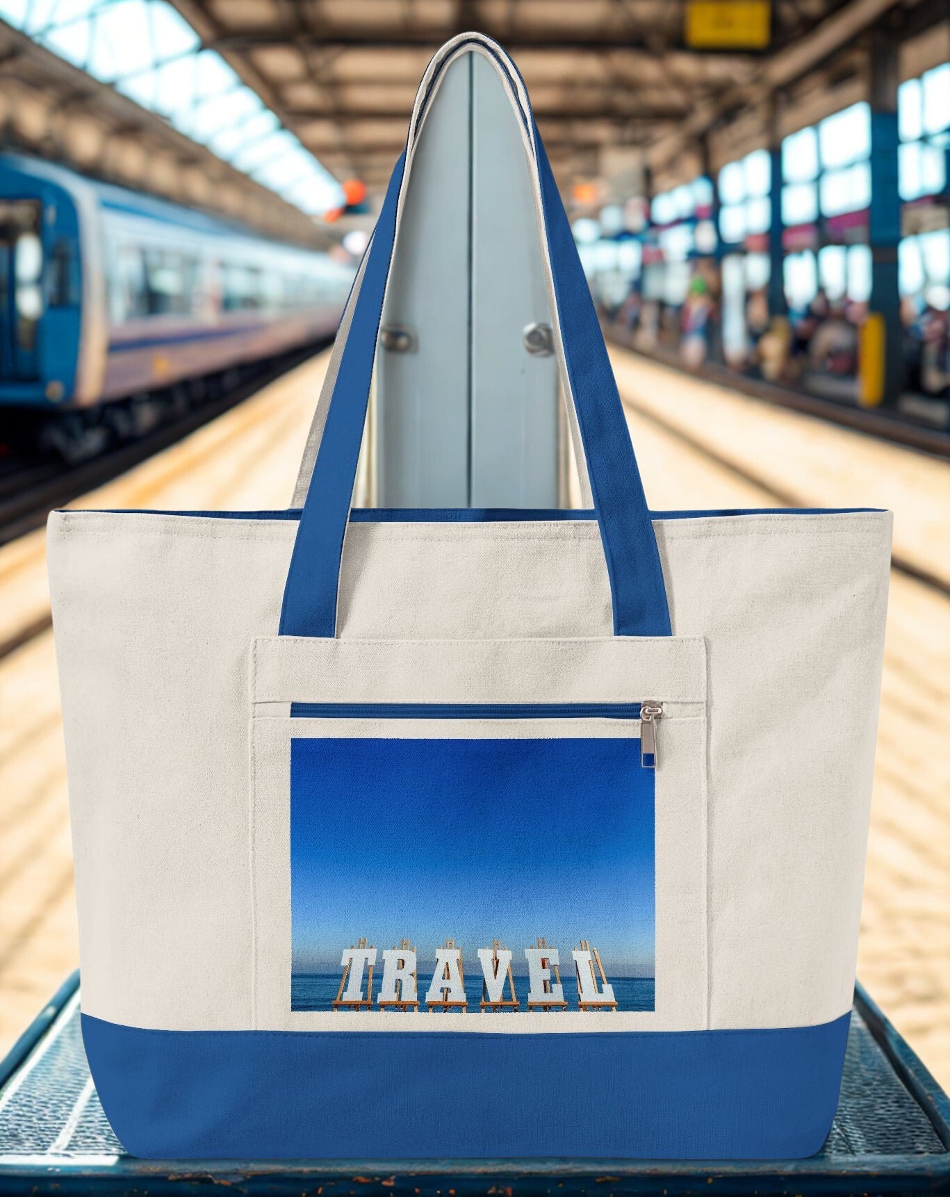 Seaside Travel Tote Bag - Zippered Series