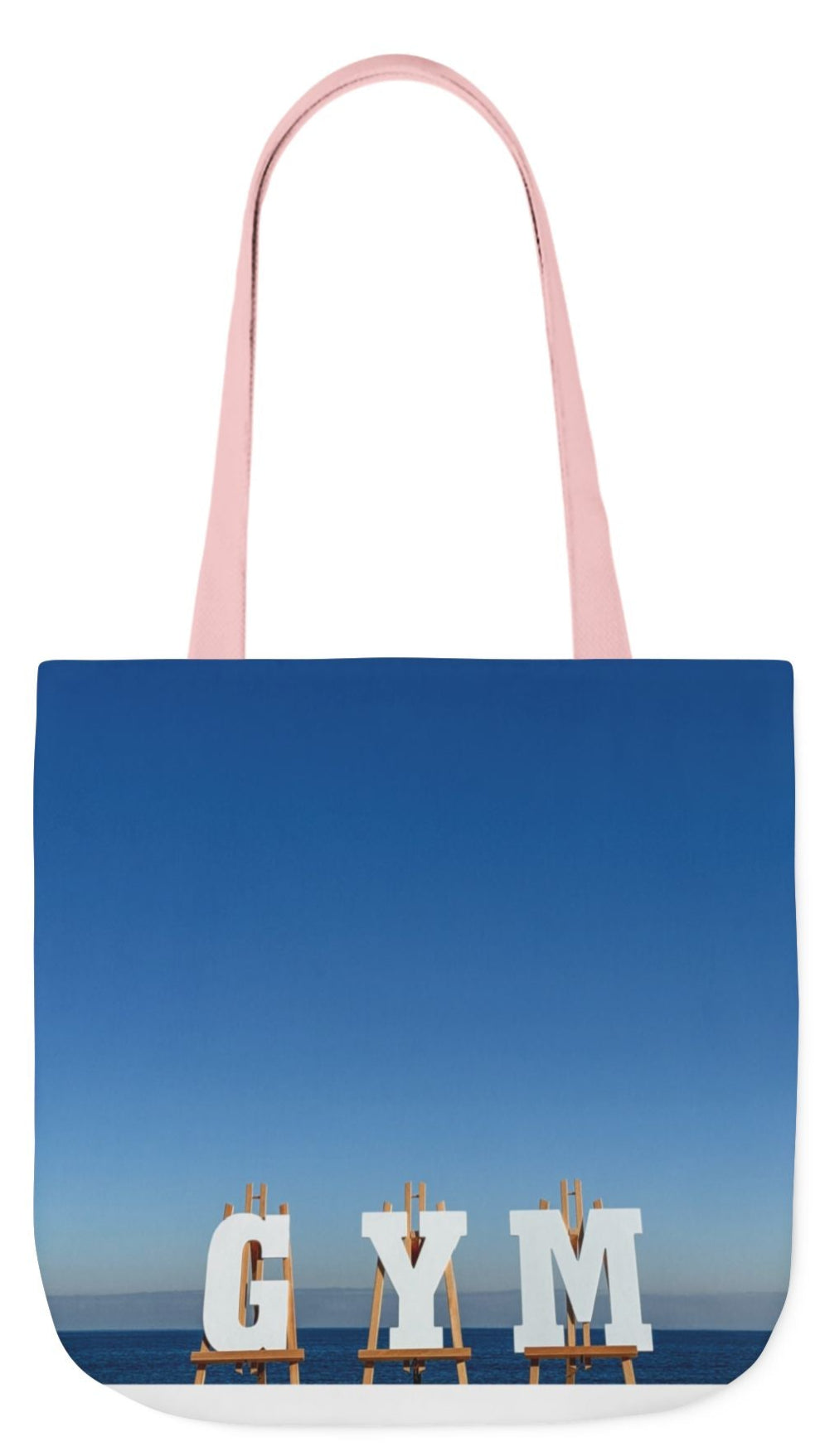 Gym Tote Bag “18 x 18” Same Allover Print on Each Side. 4 Handle Color Options. “Seaside Gym Bag”.