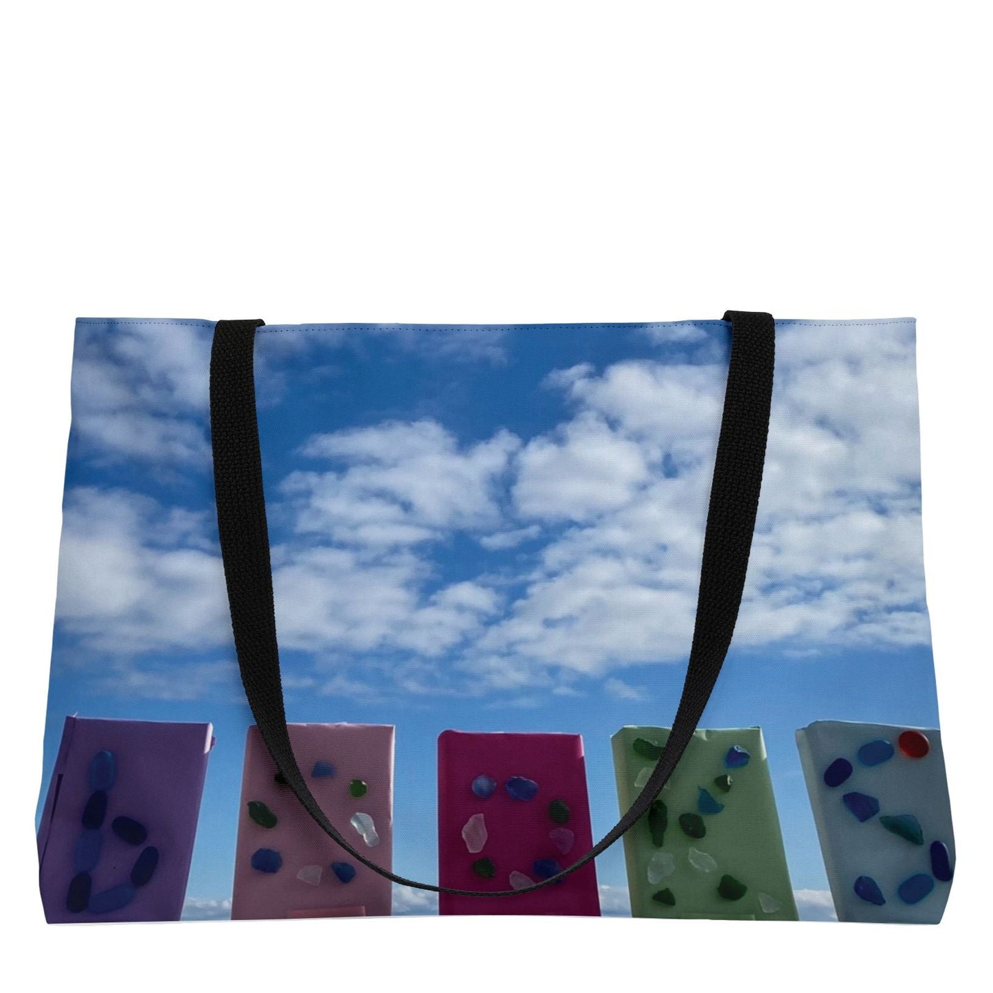 Book Weekender Tote Bag 24" x 13" Same Print on Both Sides. "Books in the Clouds"