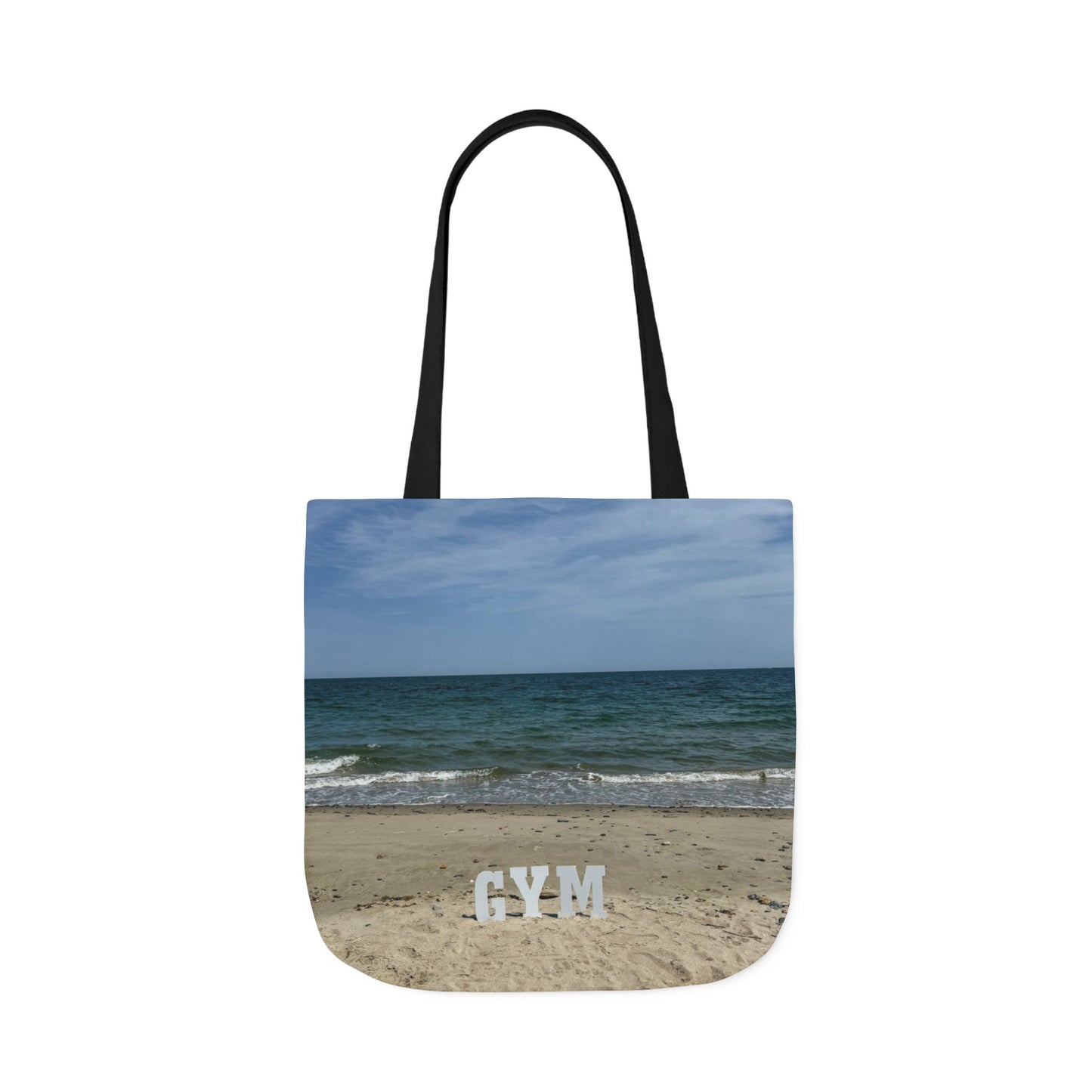 Gym Tote Bag 18” x 18” Same Allover Print on Each Side. 4 Different Handle Color Options. “Beach Gym Bag” (Personalize it)