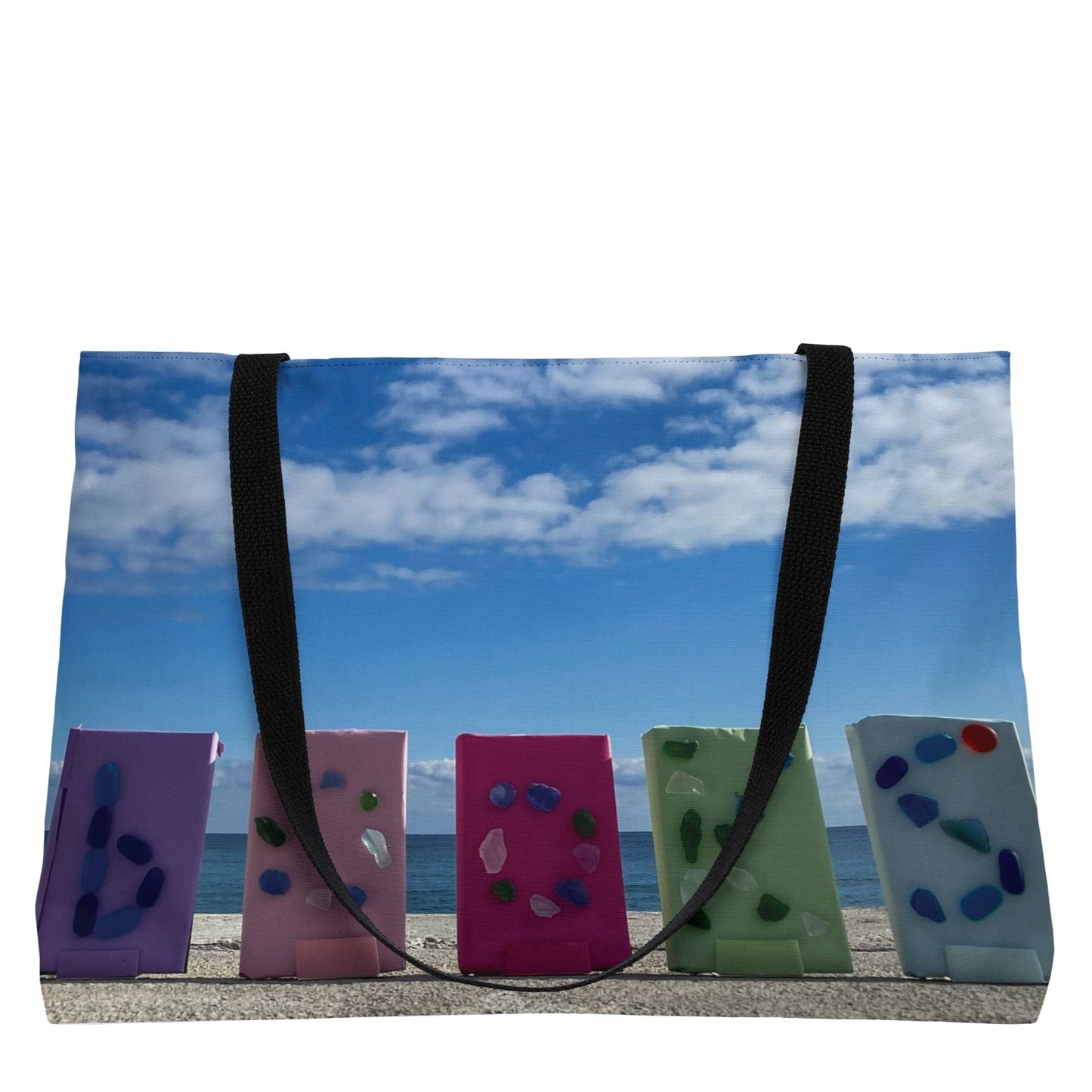 Book Weekender Tote Bag 24" x 13" Same Print on Both Sides. "Shoreline Books"