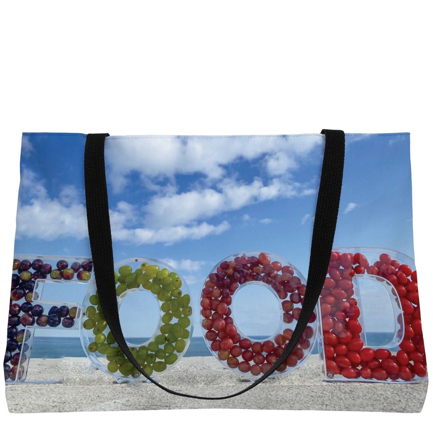 Food Weekender Tote Bag 24" x 13" Same Print on Both Sides. "Seashore Food Bag"