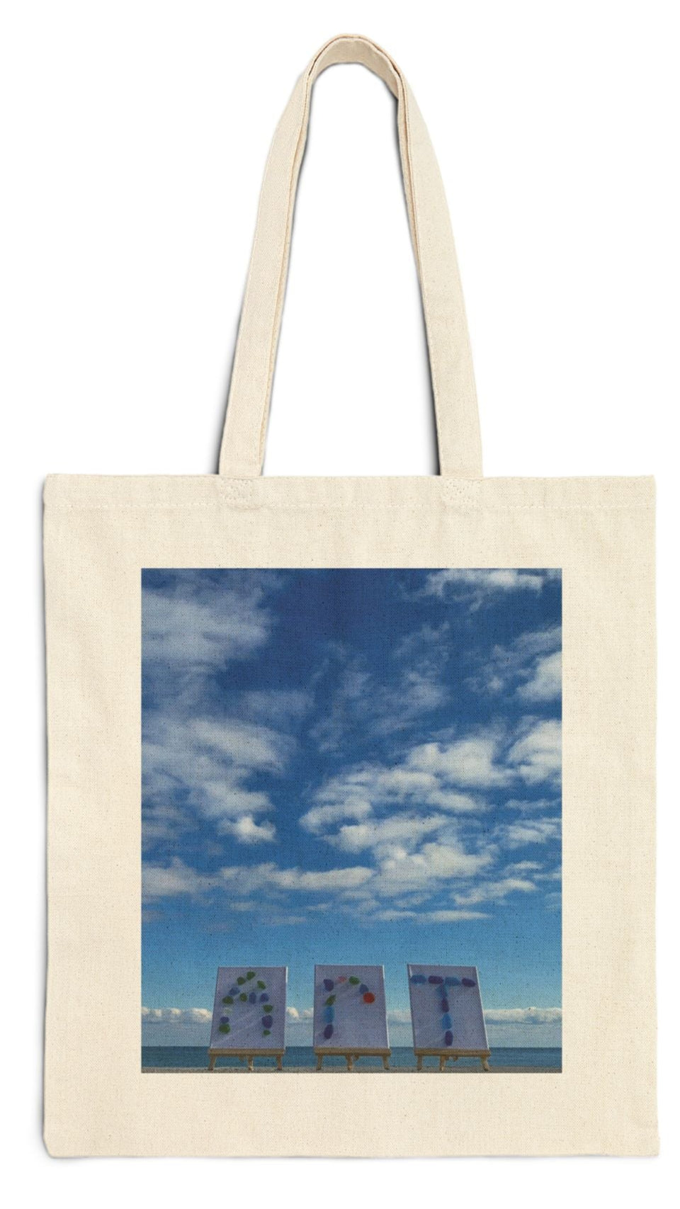Art Tote Bag Natural Color 15" x 16" Cotton Canvas Print on One Side. "Art in the Clouds"