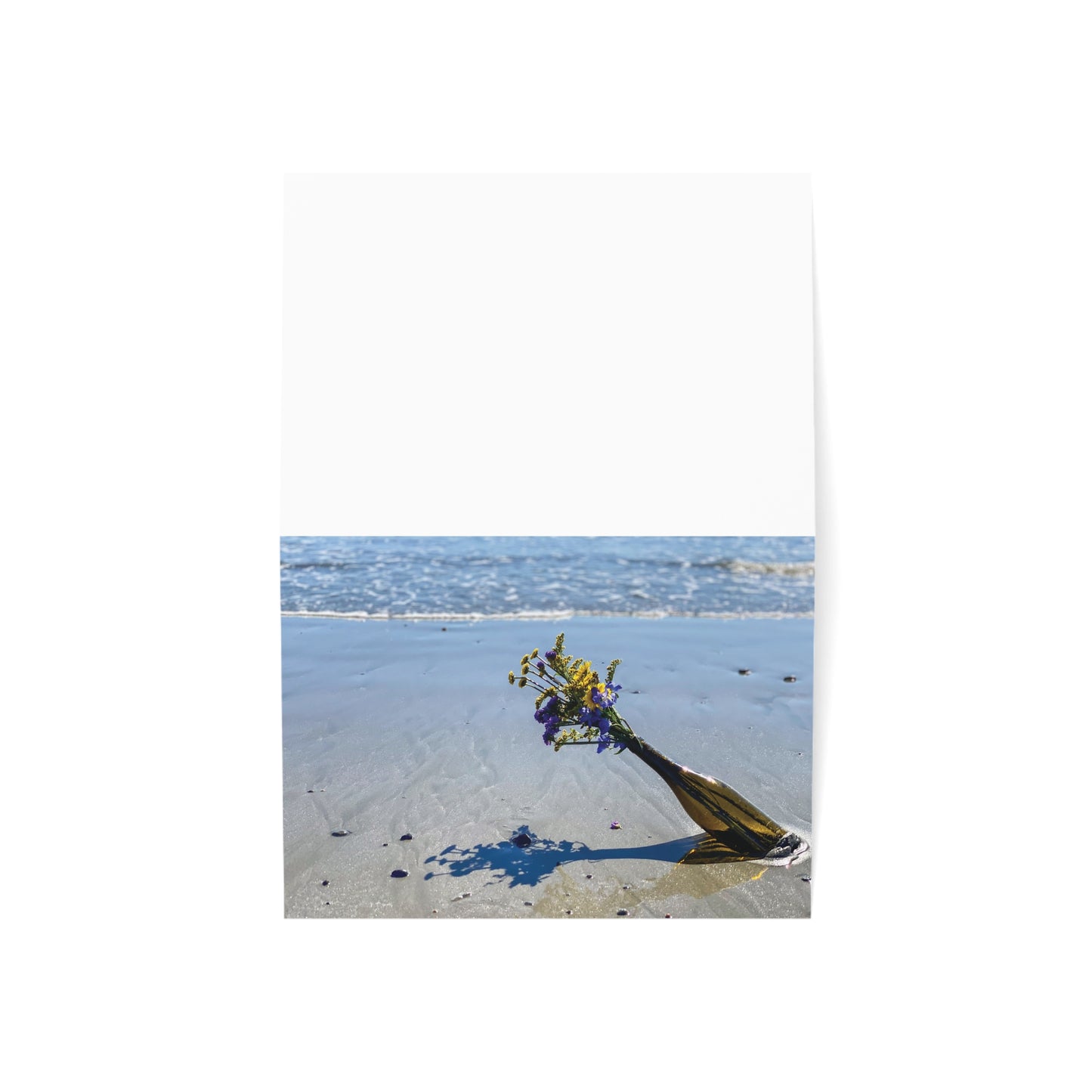 Set of 10 Note Cards / Blank Greeting Cards with matching envelopes and a Matte Finish “Seaside Flowers in a Bottle”