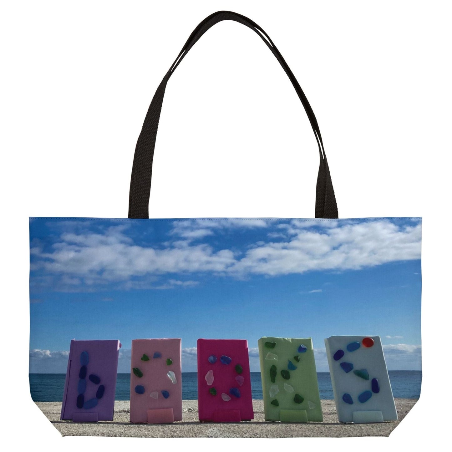 Book Weekender Tote Bag 24" x 13" Same Print on Both Sides. "Shoreline Books"