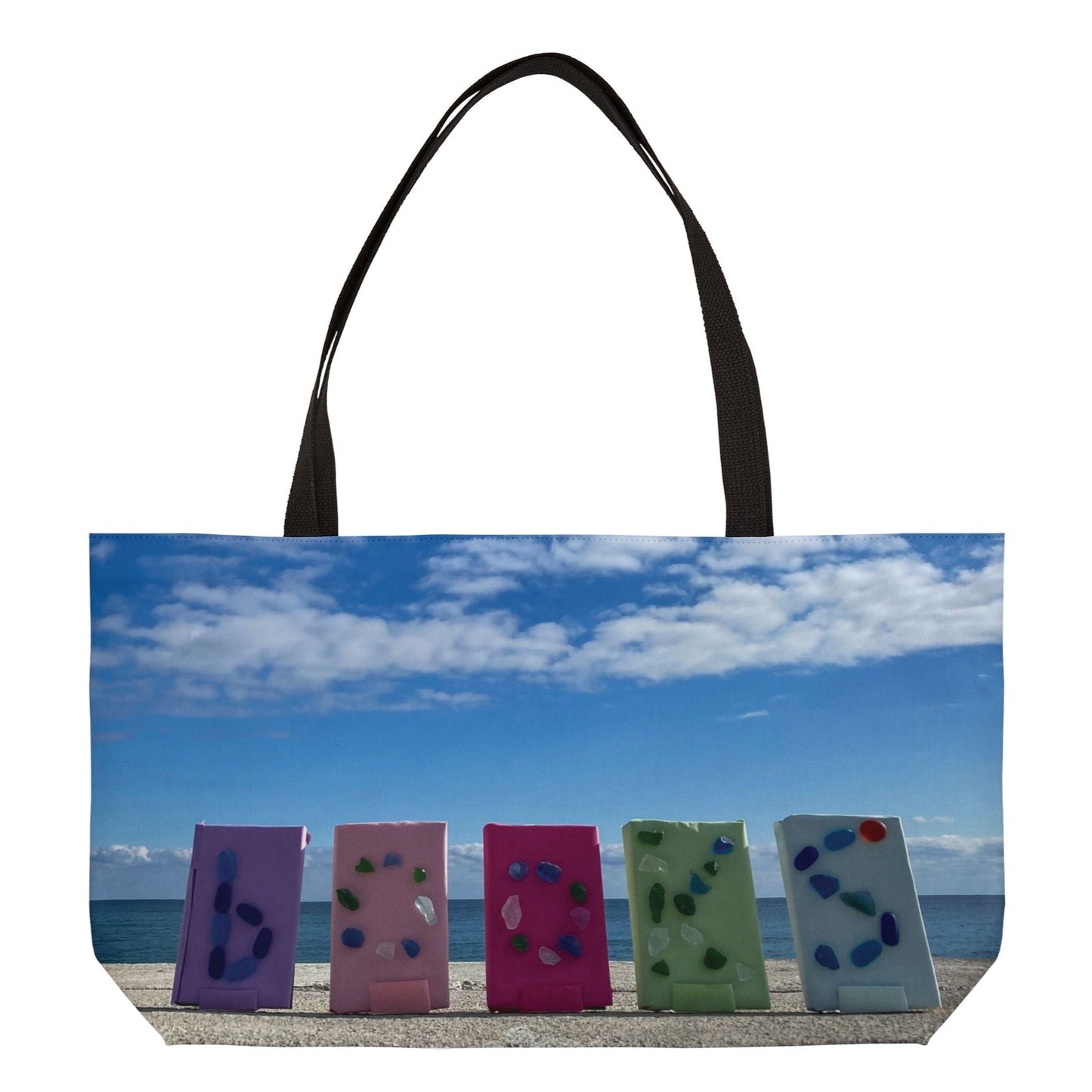 Book Weekender Tote Bag 24" x 13" Same Print on Both Sides. "Shoreline Books"