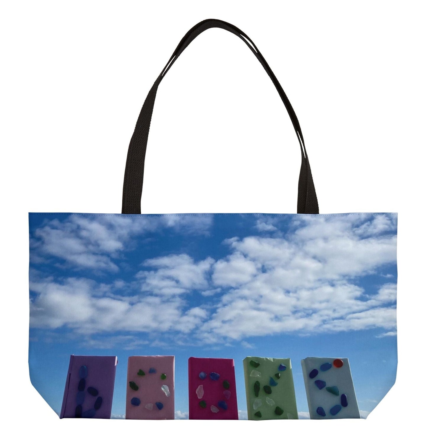Book Weekender Tote Bag 24" x 13" Same Print on Both Sides. "Books in the Clouds"