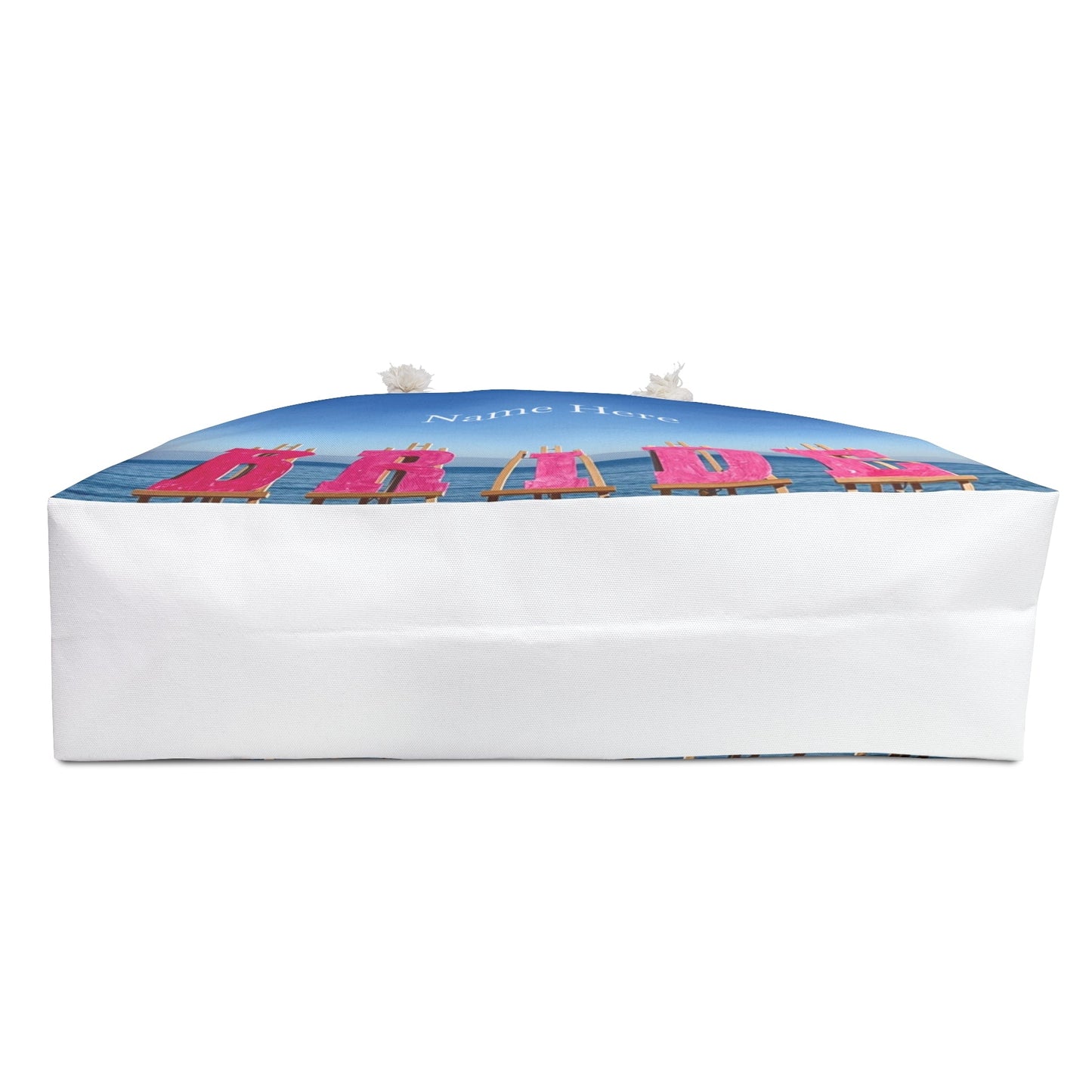 Bride Weekender Bag with same allover print on each side and rope handles. "24 x 13". "Seaside Bride Weekender Bag".(Personalize it)
