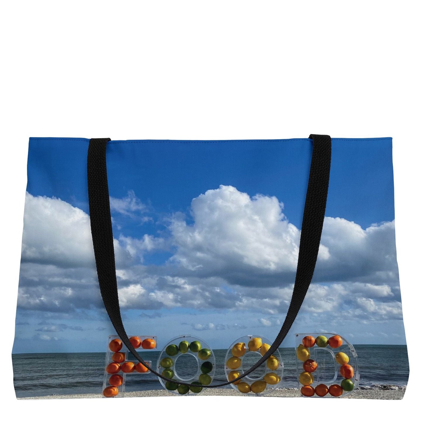 Food Weekender Tote Bag 24” x 13” Same Print on Both Sides. "Beachy Food Bag"