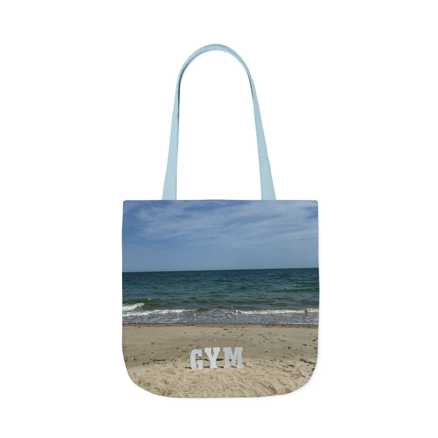 Gym Tote Bag 18” x 18” Same Allover Print on Each Side. 4 Different Handle Color Options. “Beach Gym Bag” (Personalize it)