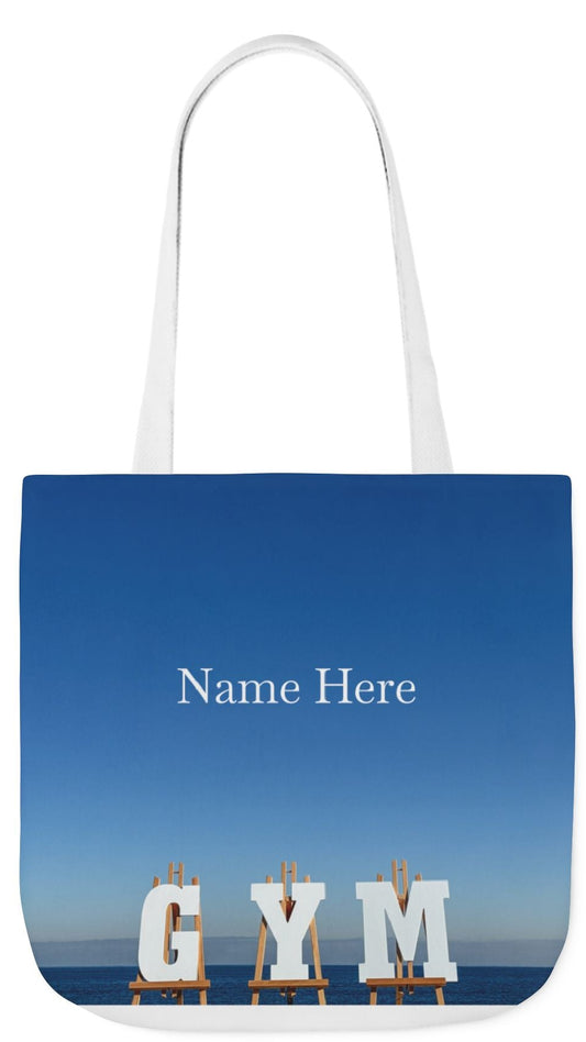 Gym Tote Bag “18 x 18” Same Allover Print on Each Side. 4 Handle Color Options. “Seaside Gym Bag”.(Personalize it)