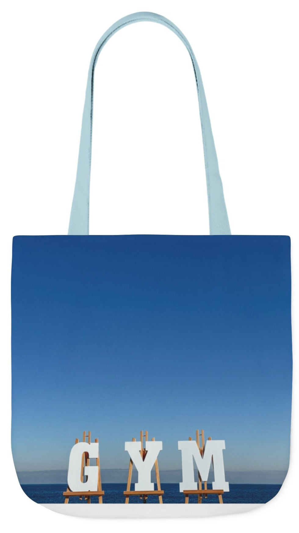 Gym Tote Bag “18 x 18” Same Allover Print on Each Side. 4 Handle Color Options. “Seaside Gym Bag”.