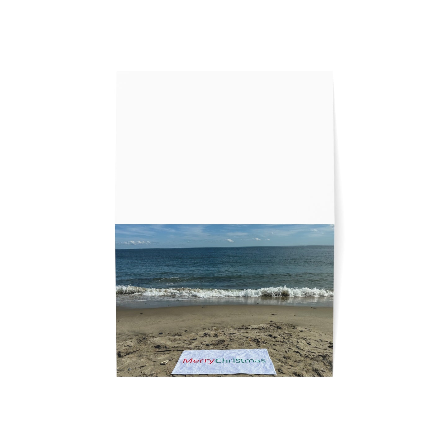 Christmas Cards 10 Pack with Envelopes Blank Inside 5" Width 7" Height "Beachfront Christmas"