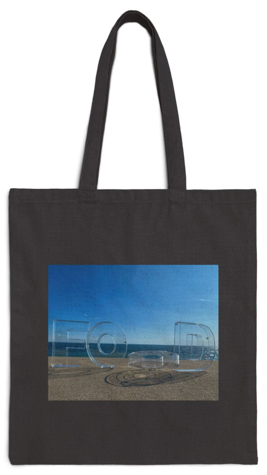 Food Tote Bag 15" x 16" Cotton Canvas Different Print on Each Side. "Seaside Food Reflections"