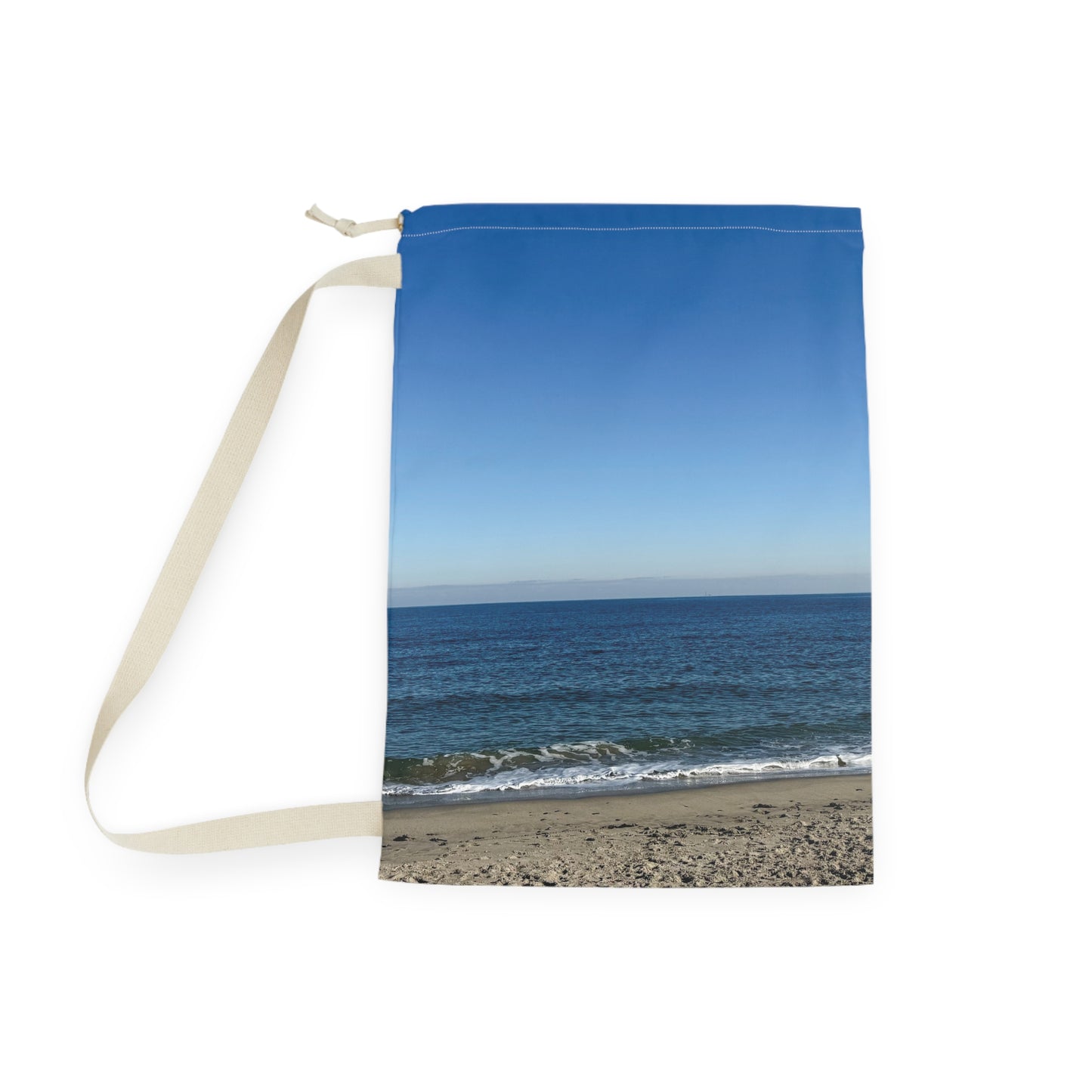 Laundry Bag with a Shoulder Strap and Drawstring 28” x 36” “Laundry Day at the Beach”