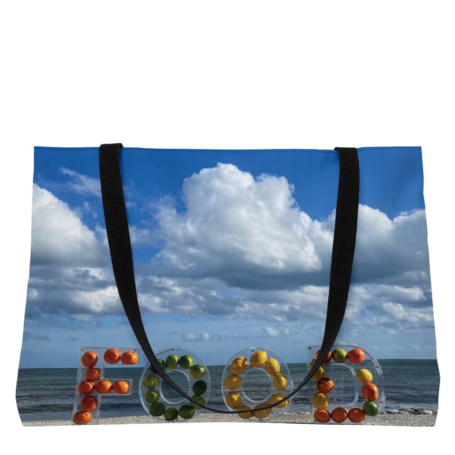 Food Weekender Tote Bag 24” x 13” Same Print on Both Sides. "Beachy Food Bag"