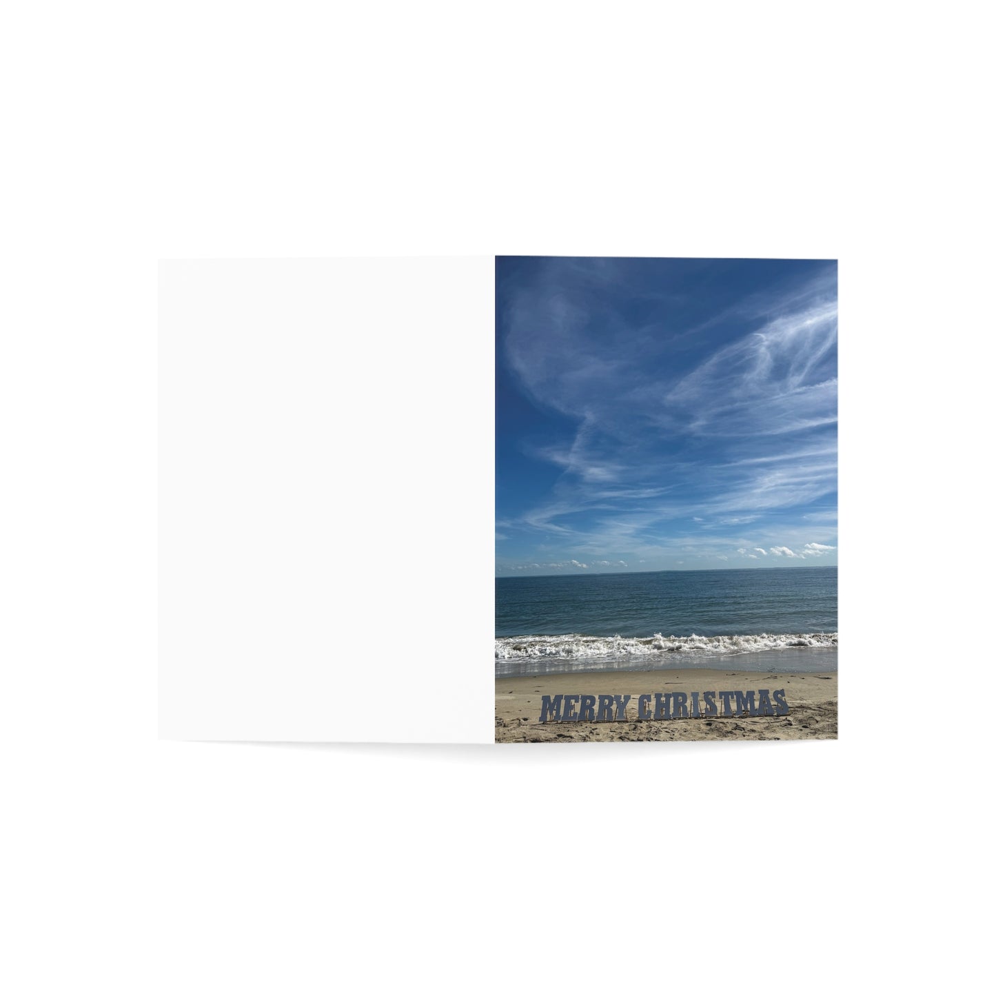 Christmas Cards 10 Pack with Envelopes Blank Inside 5" Width 7" Height "Beachfront Christmas"