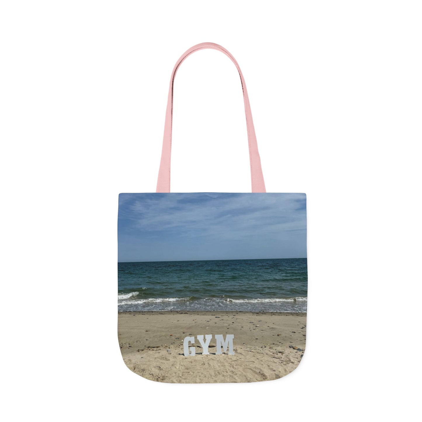 Gym Tote Bag 18” x 18” Same Allover Print on Each Side. 4 Different Handle Color Options. “Beach Gym Bag” (Personalize it)