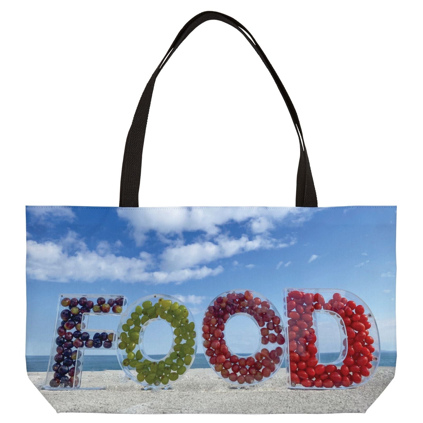 Food Weekender Tote Bag 24" x 13" Same Print on Both Sides. "Seashore Food Bag"