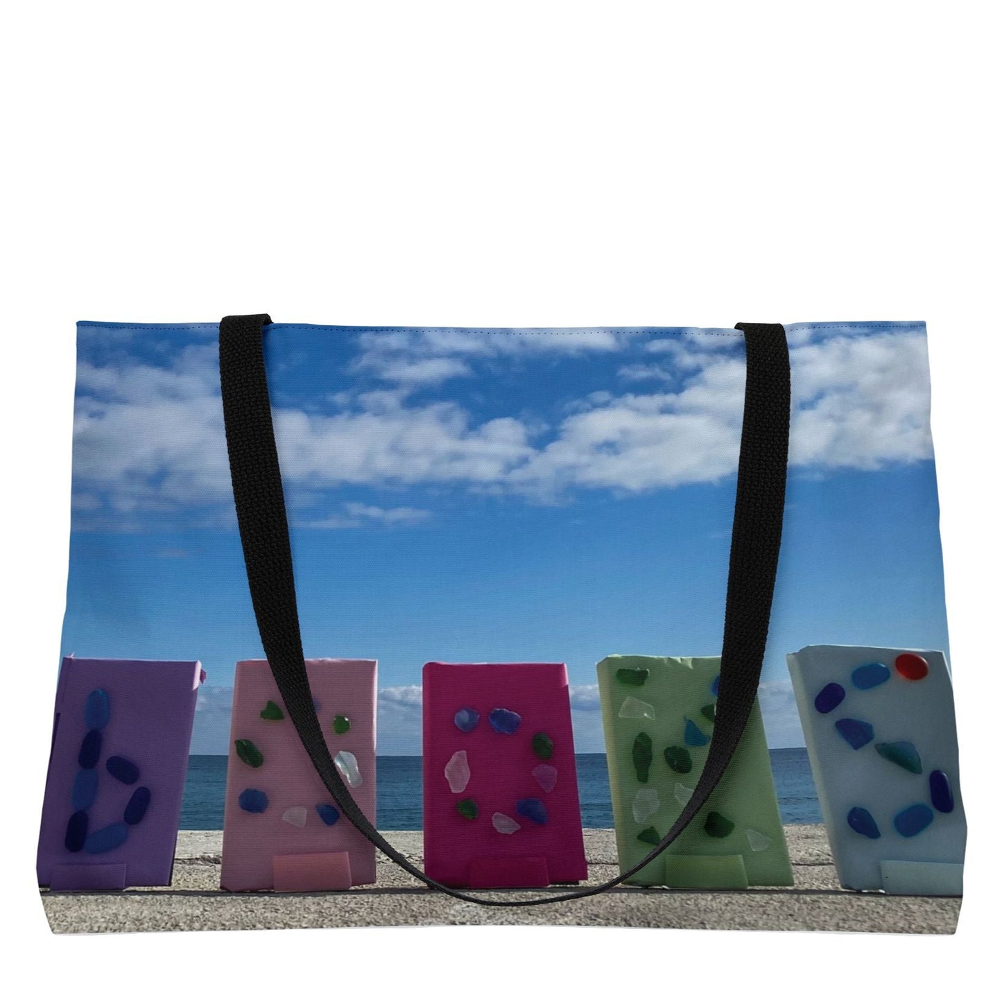 Book Weekender Tote Bag 24" x 13" Same Print on Both Sides. "Shoreline Books"