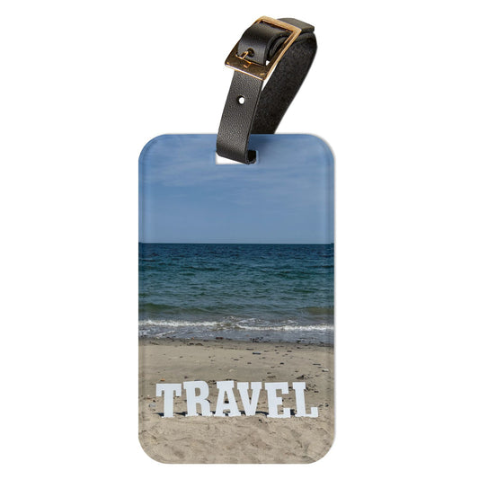 Acrylic Luggage Tag With Strap and info Card on the Back "Beach Travel Tag"