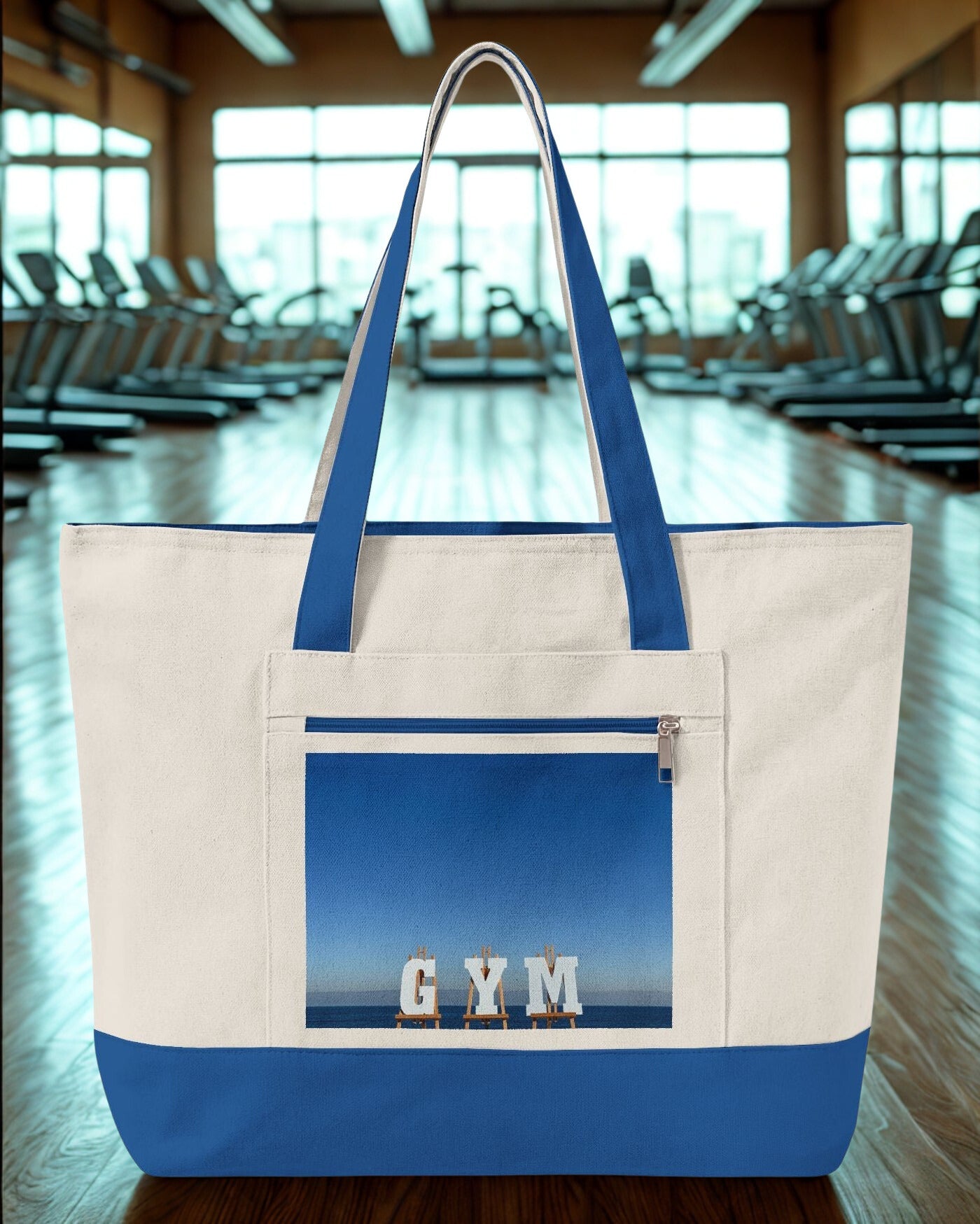 Seaside Gym Tote Bag - Zippered Series