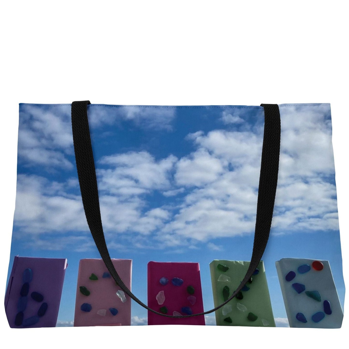 Book Weekender Tote Bag 24" x 13" Same Print on Both Sides. "Books in the Clouds"