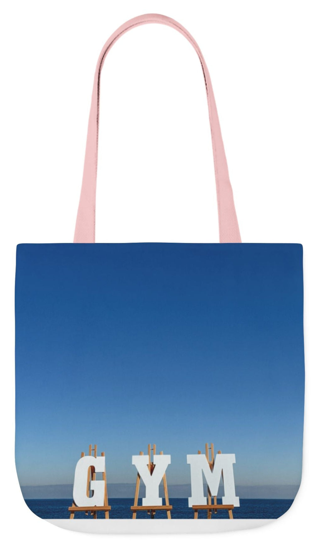 Gym Tote Bag “18 x 18” Same Allover Print on Each Side. 4 Handle Color Options. “Seaside Gym Bag”.