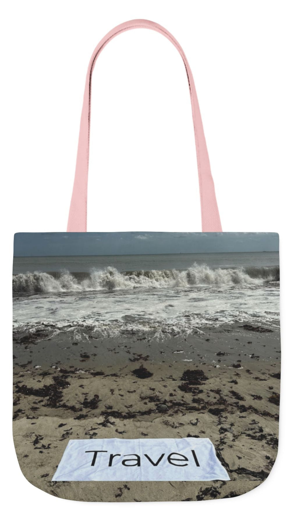 Travel Tote Bag 18” x 18” Same Allover Print on each Side. 4 Handle Color Options. “Wild Waves Travel Bag”
