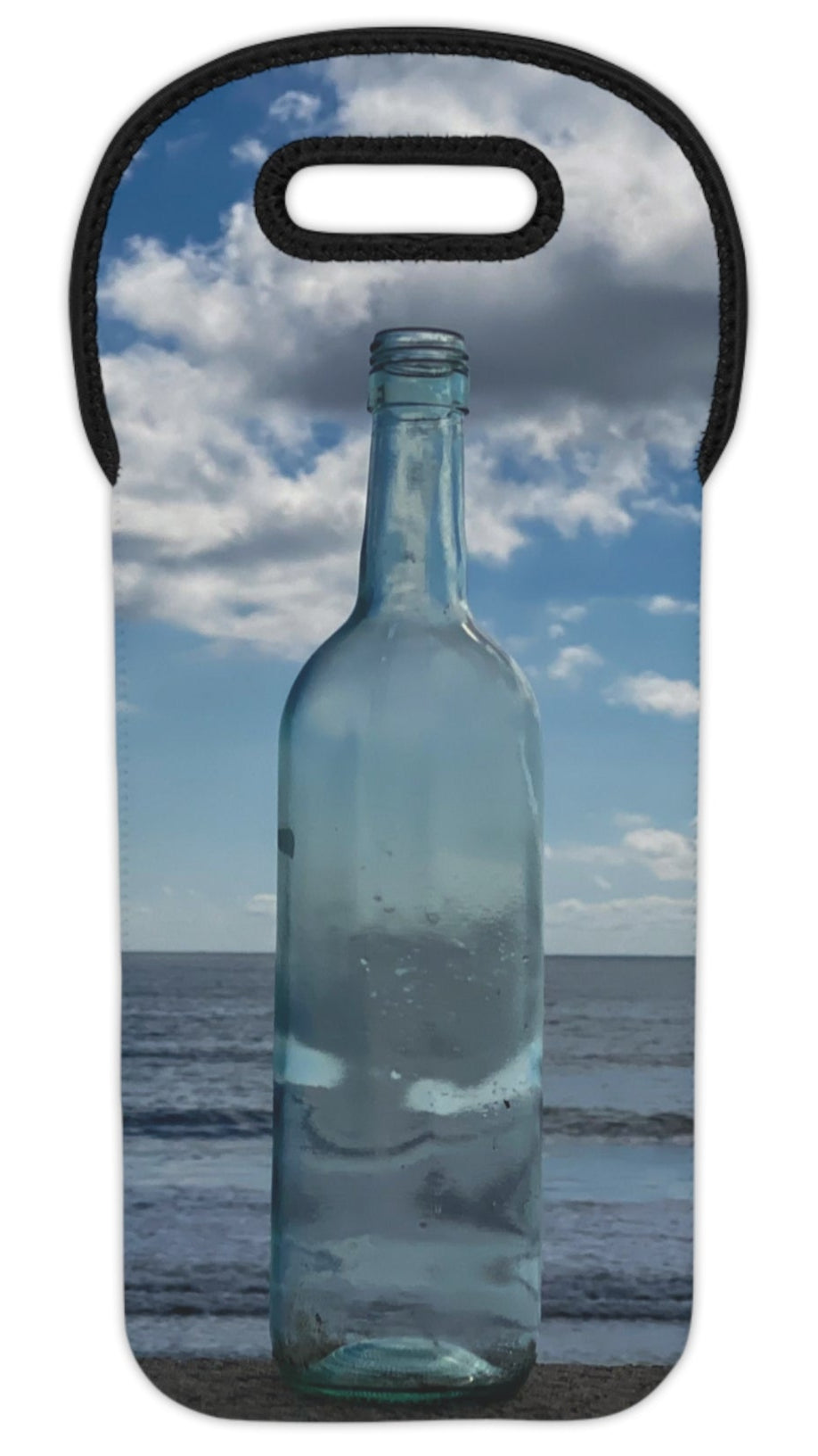 Wine Tote Bag for 1 Bottle with Same Print on Both Sides. “Seaside Cloud Bottle”