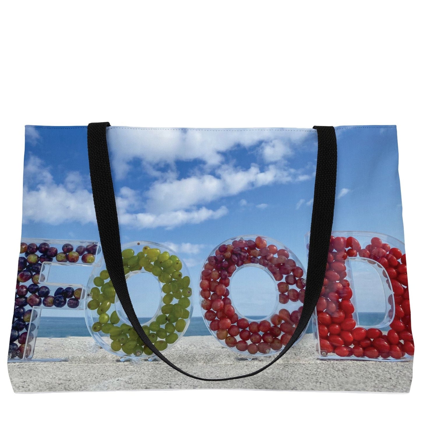 Food Weekender Tote Bag 24" x 13" Same Print on Both Sides. "Seashore Food Bag"