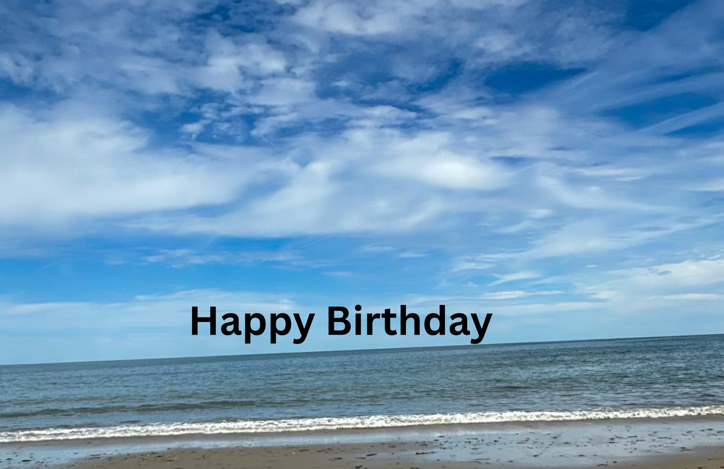 Digital Birthday Card| Blue Sky Beach Happy Birthday| Send or Print
