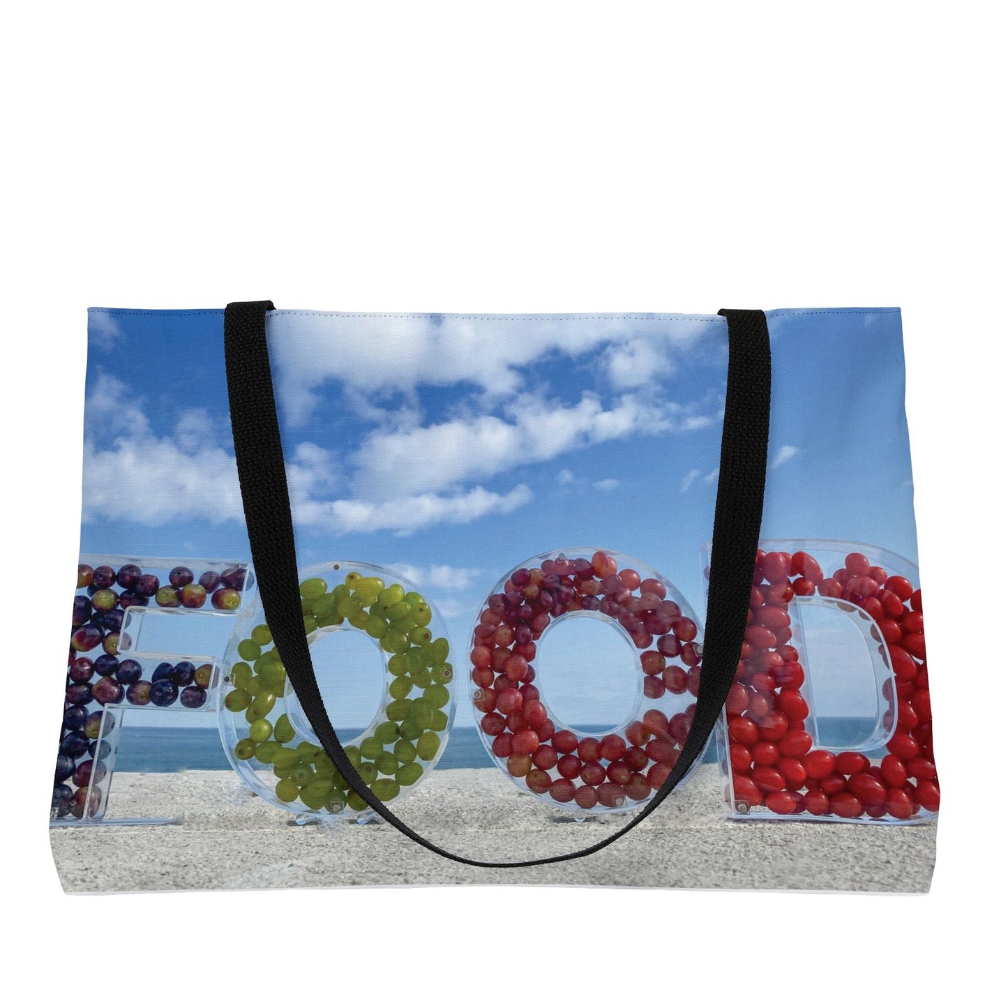 Food Weekender Tote Bag 24" x 13" Same Print on Both Sides. "Seashore Food Bag"