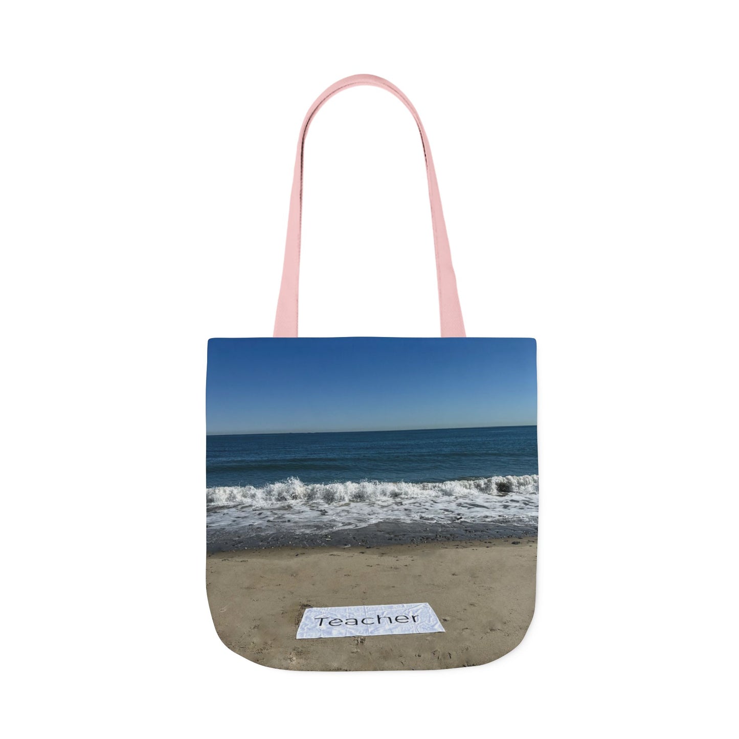 Teacher Tote Bag 18” x 18”  same print on each side. 5 Handle Color Options. “Beachfront Teacher Bag”