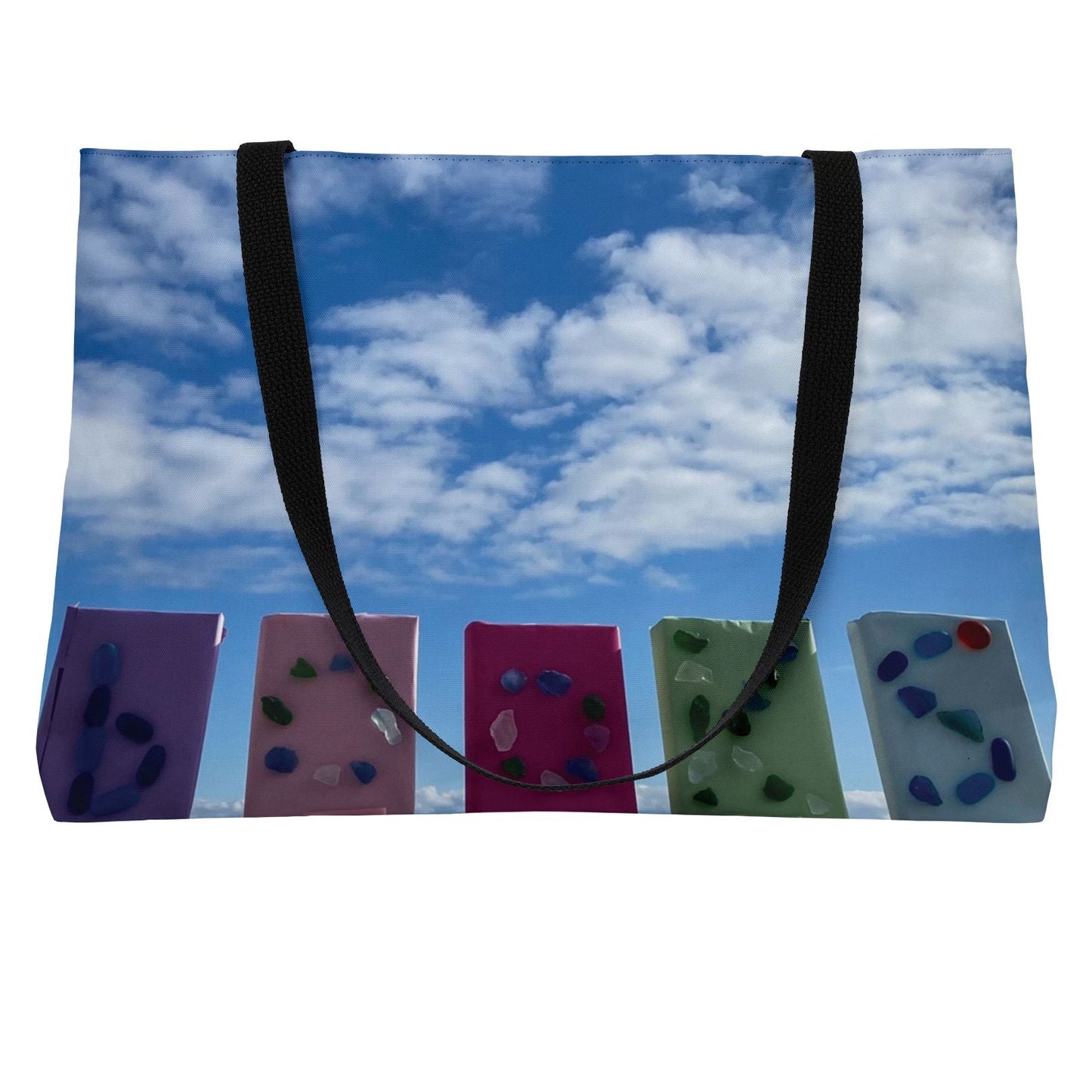 Book Weekender Tote Bag 24" x 13" Same Print on Both Sides. "Books in the Clouds"