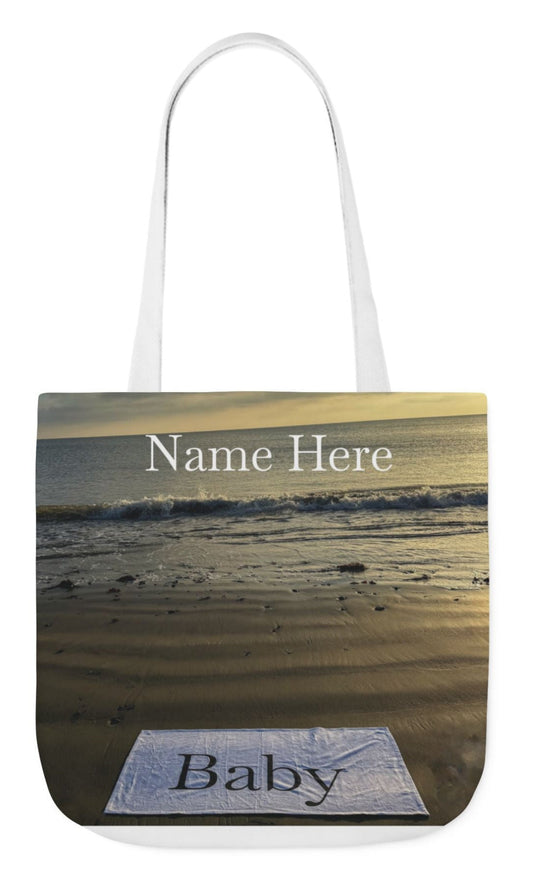 personalized baby tote bag beach theme with white handles 18" x 18"