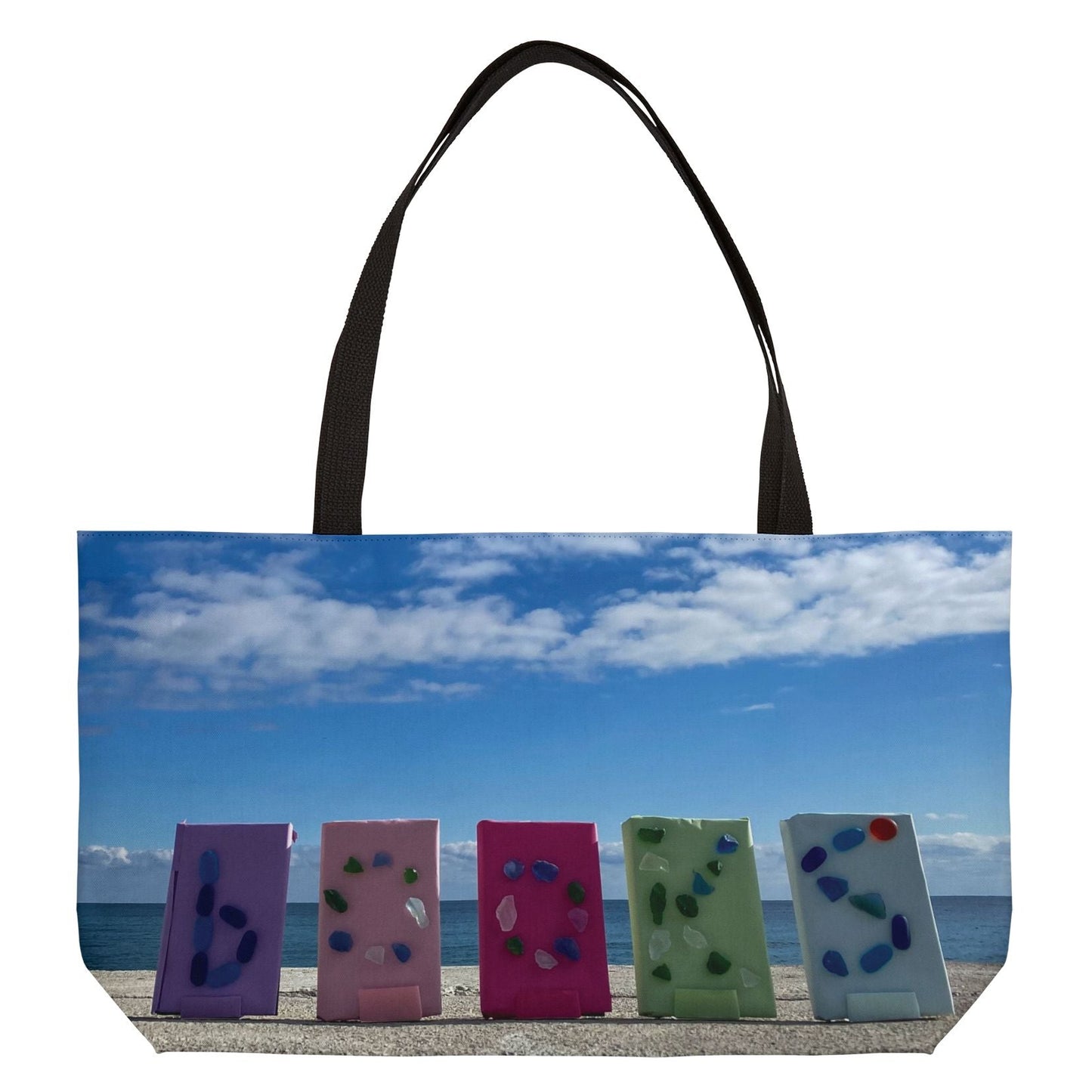 Book Weekender Tote Bag 24" x 13" Same Print on Both Sides. "Shoreline Books"