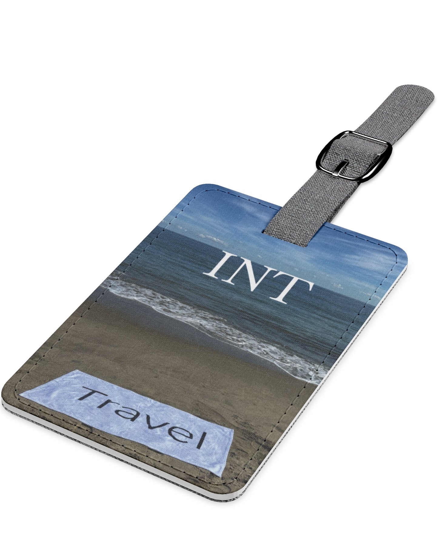 Polyester Luggage Tag Rectangle with strap Print on one side fabric on the other. (Personalized) " Mild WavesTravel Tag"