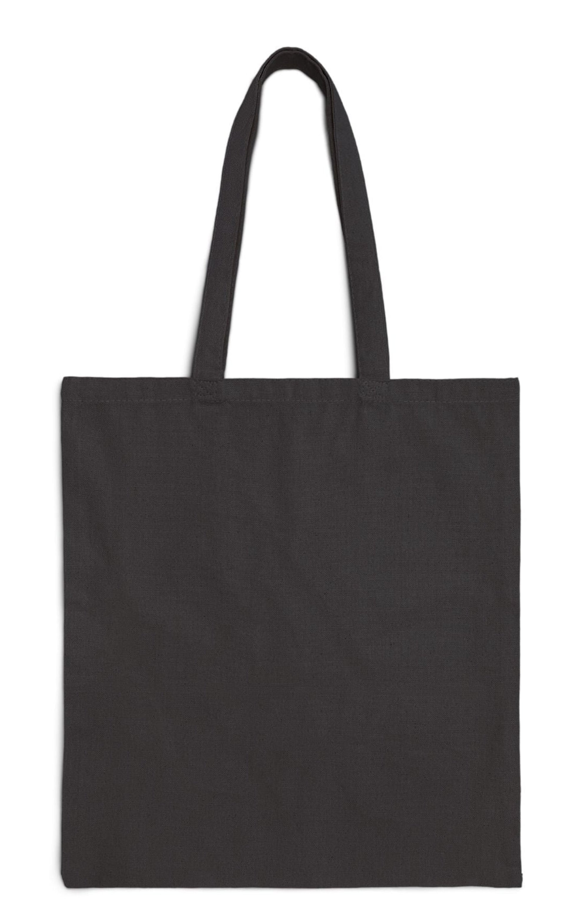 back of pet's name tote bag in black 15 x 15 seaside bright clouds