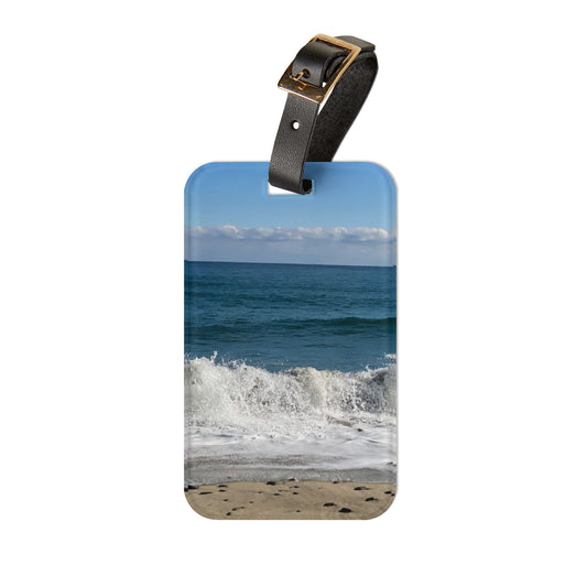 Acrylic Luggage Tag With Strap and info Card on the Back "Big Waves Travel Tag"
