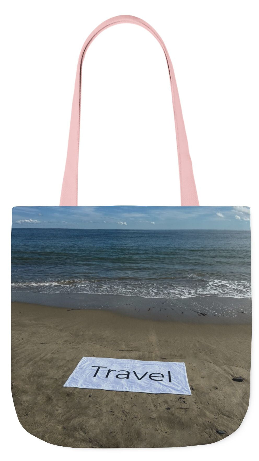 Travel Tote Bag 18” x 18” same print on each side. 4 Handle Color Options. “Beachfront Travel Bag”