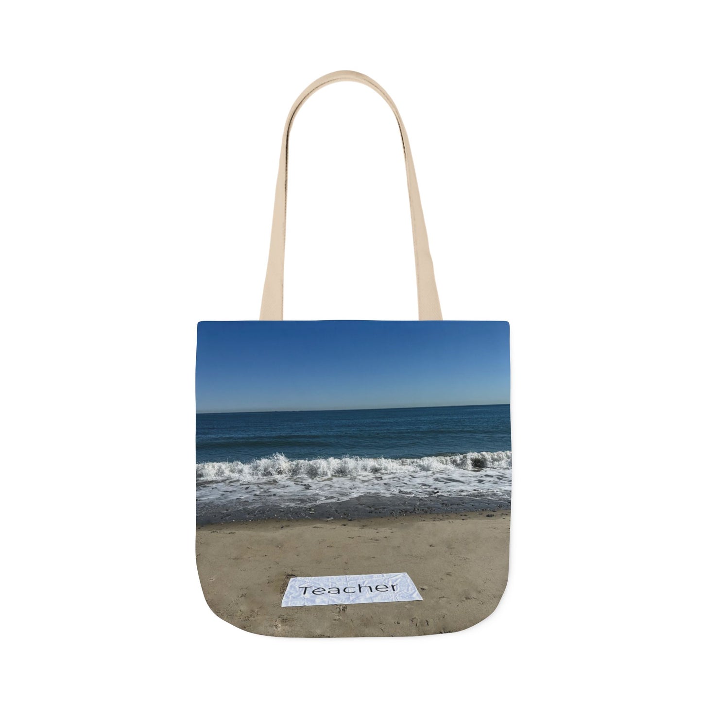 Teacher Tote Bag 18” x 18”  same print on each side. 5 Handle Color Options. “Beachfront Teacher Bag”
