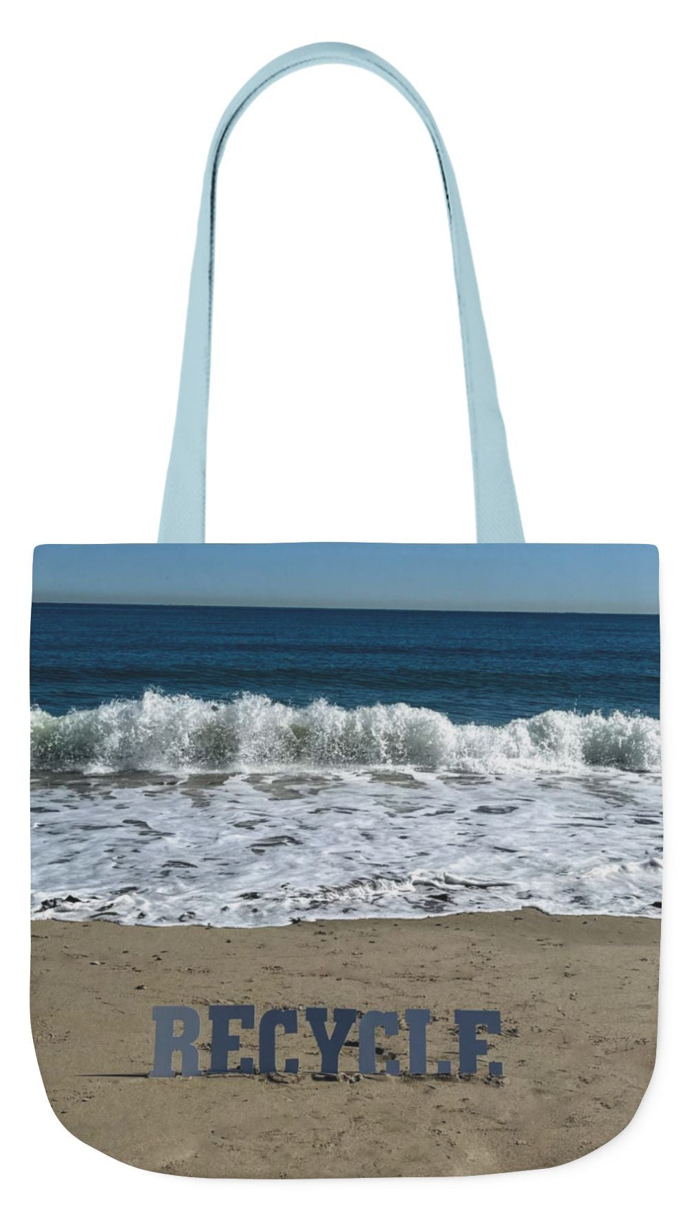 Recycle Tote Bag 18” x 18” same print on each side. 5 Handle Color Options. "Beach Recycle Bag"