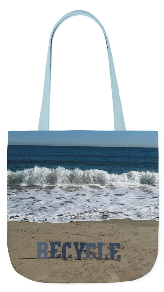Recycle Tote Bag 18” x 18” same print on each side. 5 Handle Color Options. "Beach Recycle Bag"