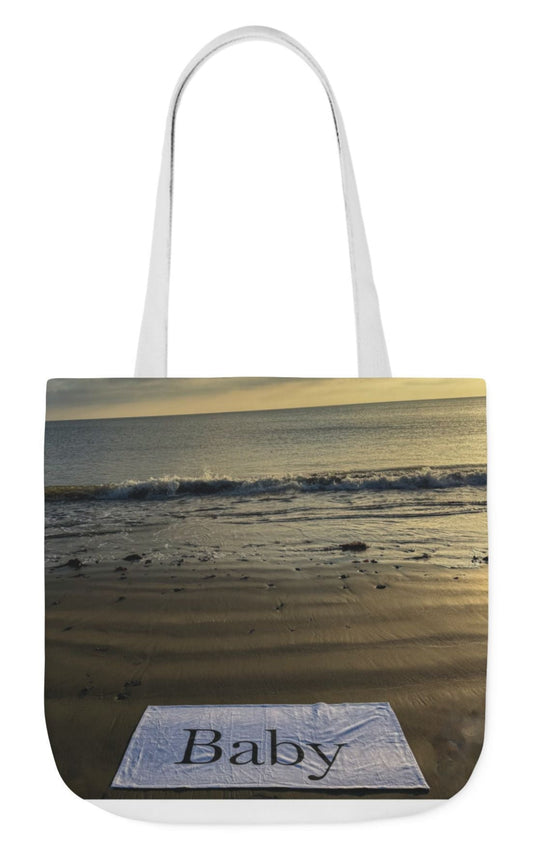 baby tote bag beach theme 18' x 18" with white handles