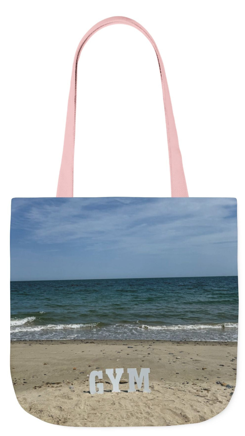 Gym Tote Bag 18” x 18” Same Print on Each Side. 4 Different Handle Color Options. “Beach Gym Bag”