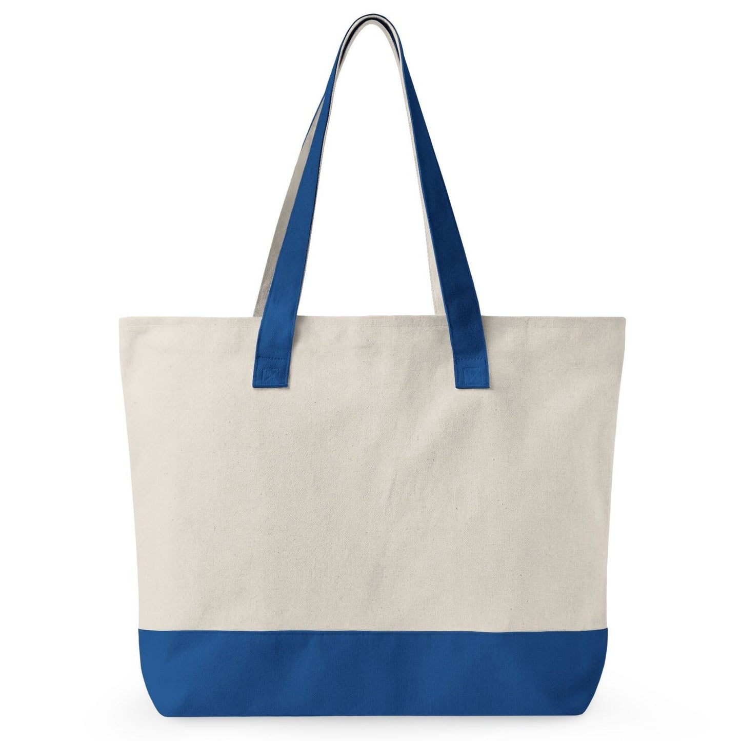 "New" Personalized Travel Tote Bag with Zippers and Blue Trim. “Seaside Travel Bag with Zippers”