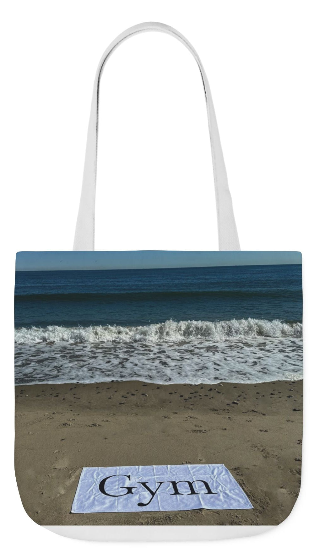 Gym Tote Bag 18” x 18” same print on each side. 5 Handle Color Options. "Beachfront Gym Bag