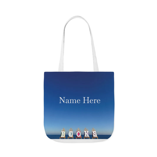 Book Tote Bag 18” x 18” different print on each side.5 Handle Color Options. “Seaside & Beachfront Book Tote Bag Personalized”