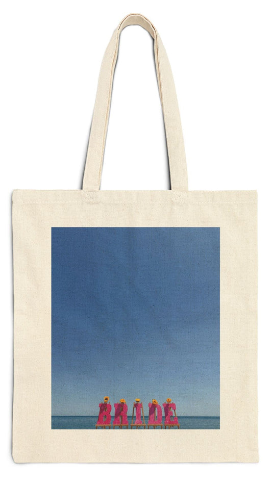 Bride Tote Bag Natural Color 15" x 16" Cotton Canvas Print on One Side. "Shoreline Bride Bag"